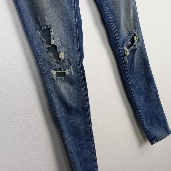 Blank NYC Distressed Skinny Studded Jeans Women's Size 27 Medium Wash Blue Denim - Picture 4 of 15